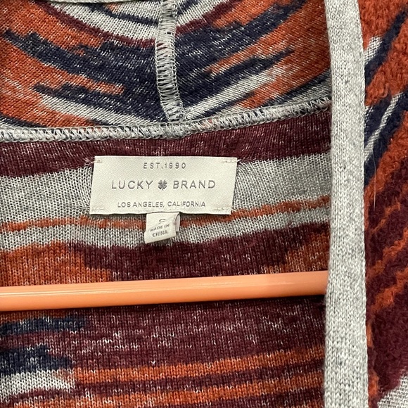 Lucky Brand Sweater Waterfall Cardigan Aztec Drape Open Front Western Small - Picture 11 of 12